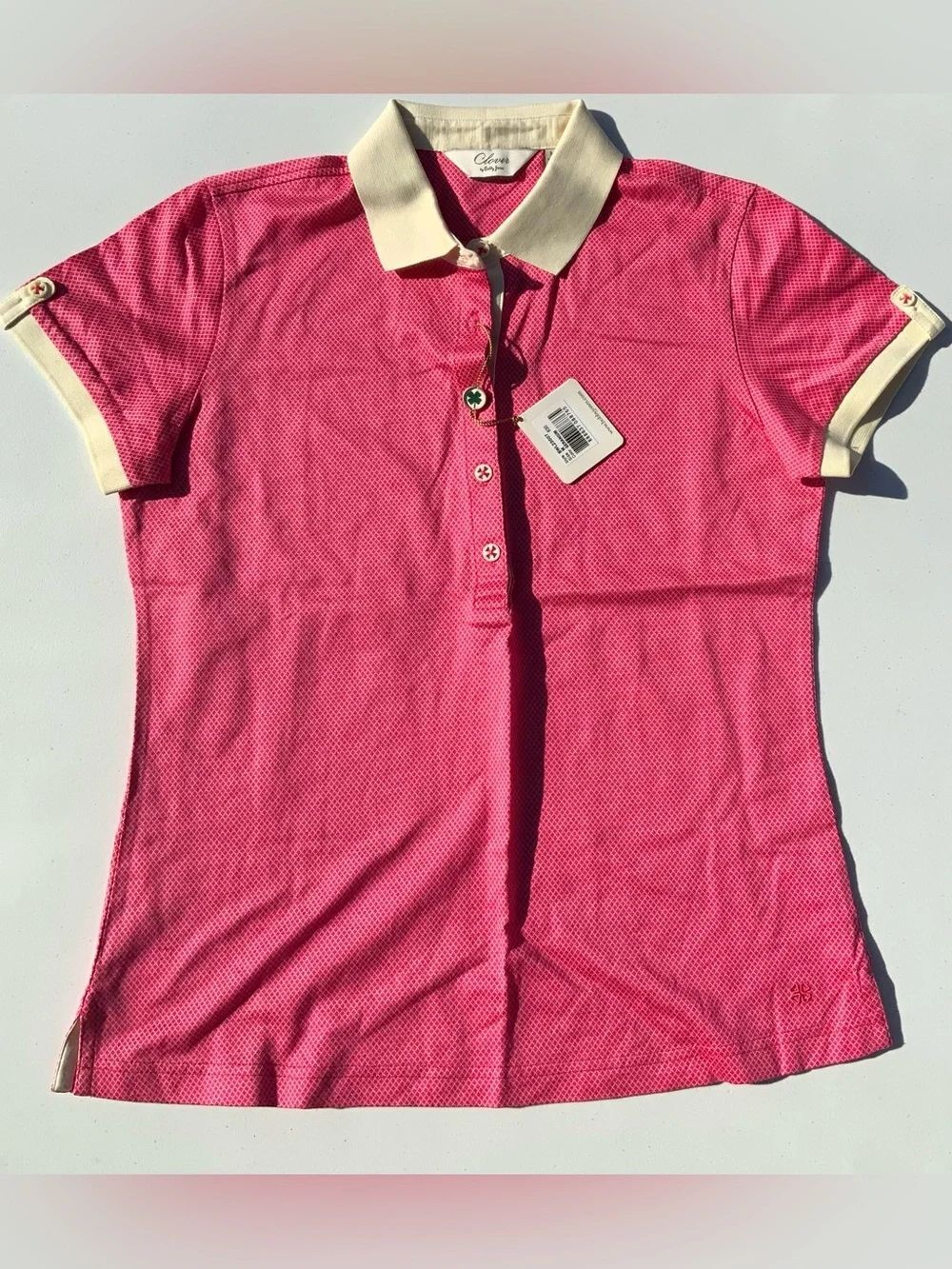 Bobby Jones Hot Pink Polo with Cream Trim